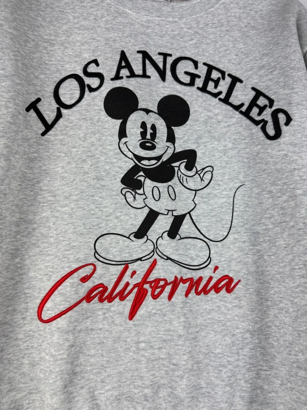 Disney Los Angeles Mickey Mouse Crewneck Sweatshirt Women's Size L Gray - Picture 3 of 9